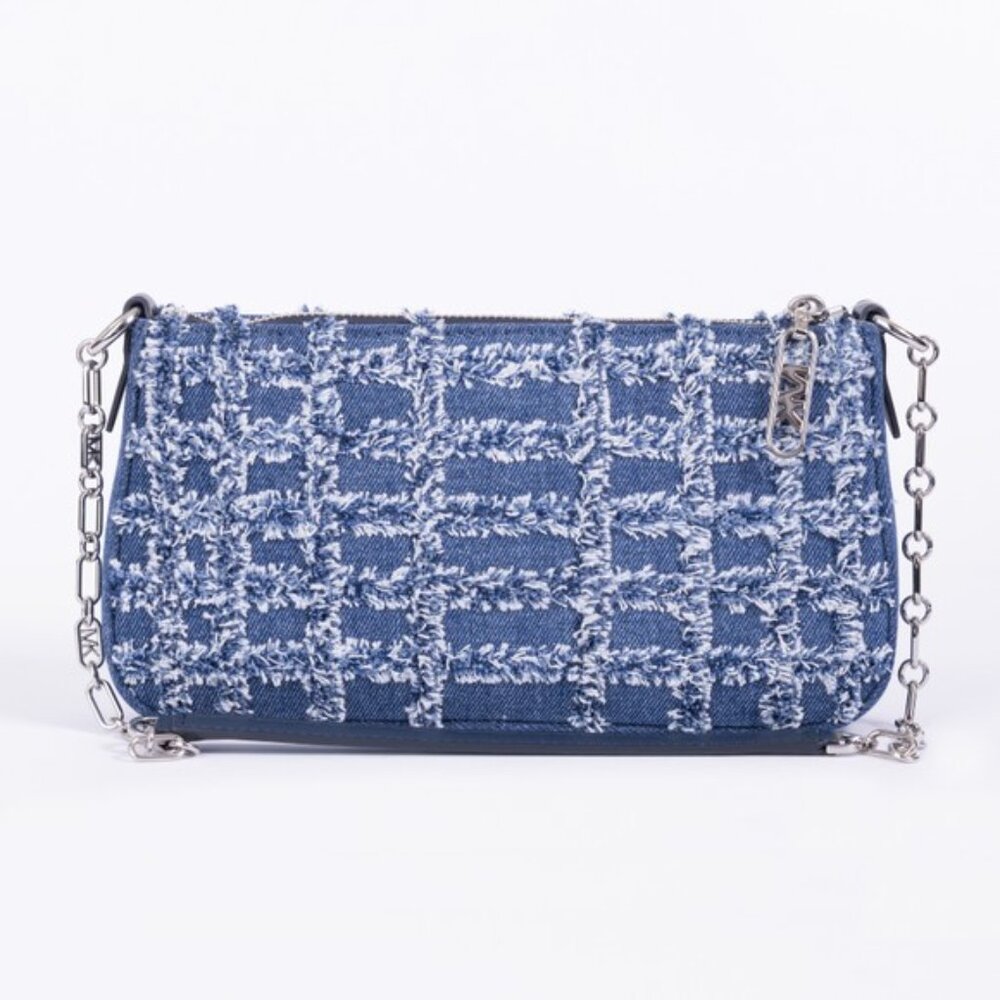 NEW WITH ORIGINAL TAGS Michael Kors Women Blue Denim Chain Pouchette - Picture 3 of 3